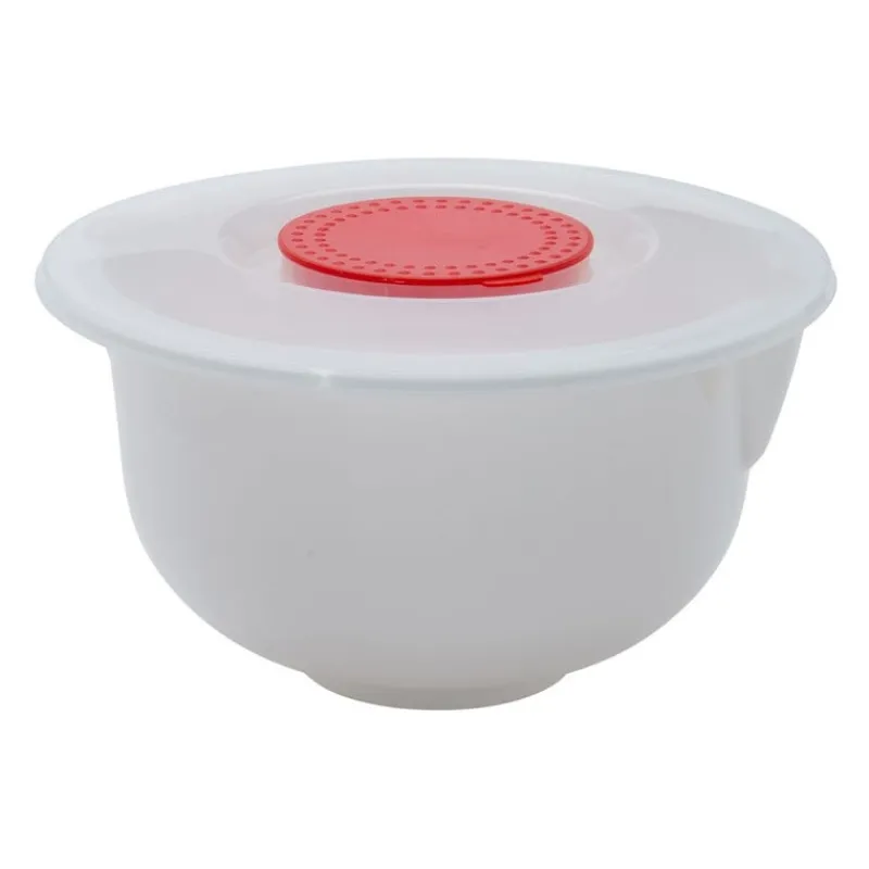 Xenos Bakgerei-Beslagkom met deksel - 24 cm - wit
