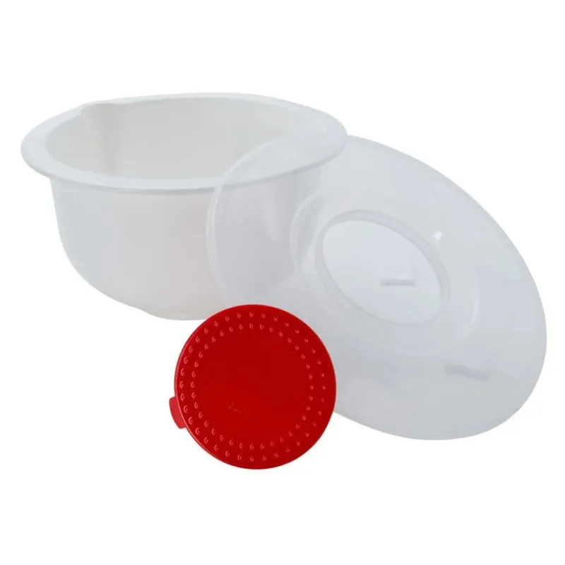 Xenos Bakgerei-Beslagkom met deksel - 24 cm - wit
