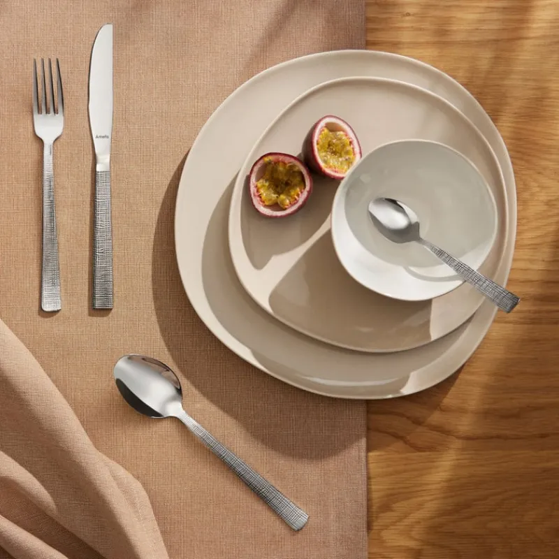 Xenos Besteksets-Bestekset Amefa Linen - zilverkleurig - 24-delig - 6 persoons