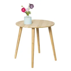 Xenos Bijzettafels-Bijzettafel bamboe Manou - naturel - ø45x45 cm