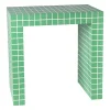 Xenos Bijzettafels-Bijzettafel checks - groen - 48x48x32 cm