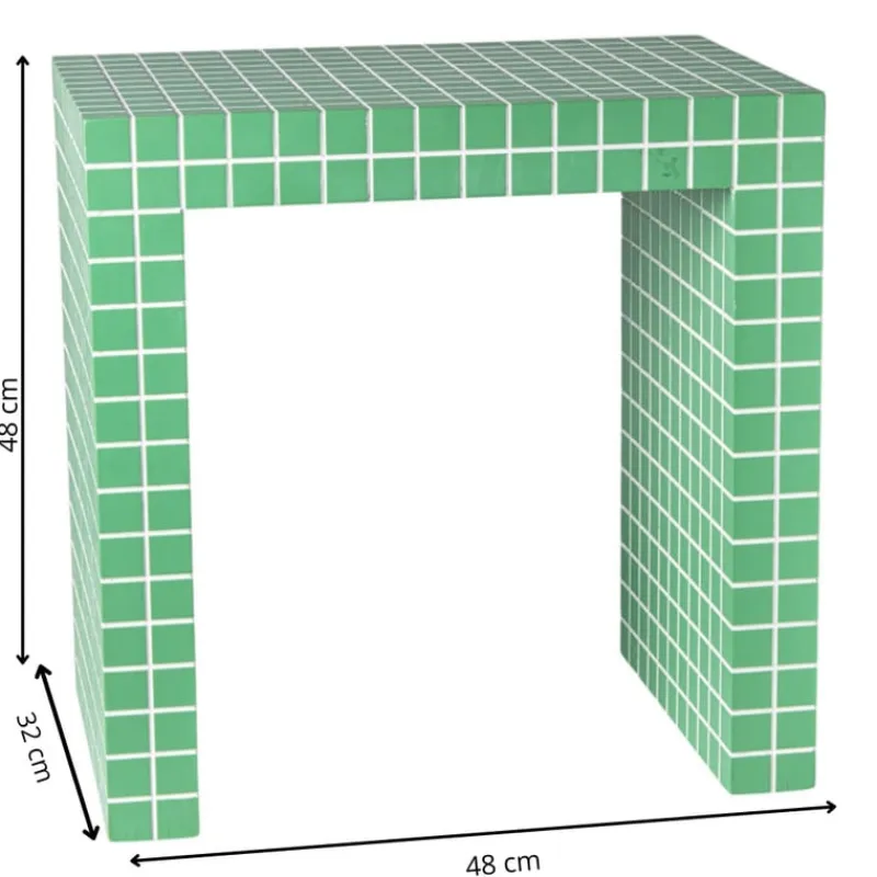 Xenos Bijzettafels-Bijzettafel checks - groen - 48x48x32 cm