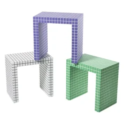 Xenos Bijzettafels-Bijzettafel checks - paars - 48x48x32 cm