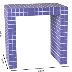 Xenos Bijzettafels-Bijzettafel checks - paars - 48x48x32 cm