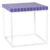 Xenos Bijzettafels-Bijzettafel checks met metalen frame - paars - 36x36x36 cm