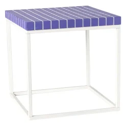 Xenos Bijzettafels-Bijzettafel checks met metalen frame - paars - 36x36x36 cm