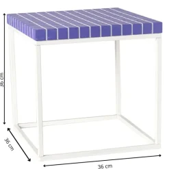 Xenos Bijzettafels-Bijzettafel checks met metalen frame - paars - 36x36x36 cm