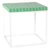 Xenos Bijzettafels-Bijzettafel checks met metalen frame - groen - 36x36x36 cm