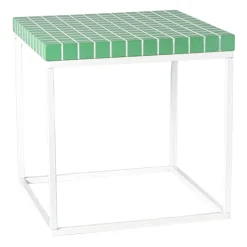Xenos Bijzettafels-Bijzettafel checks met metalen frame - groen - 36x36x36 cm