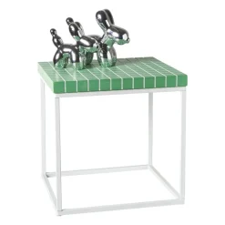 Xenos Bijzettafels-Bijzettafel checks met metalen frame - groen - 36x36x36 cm