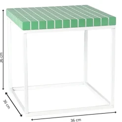 Xenos Bijzettafels-Bijzettafel checks met metalen frame - groen - 36x36x36 cm
