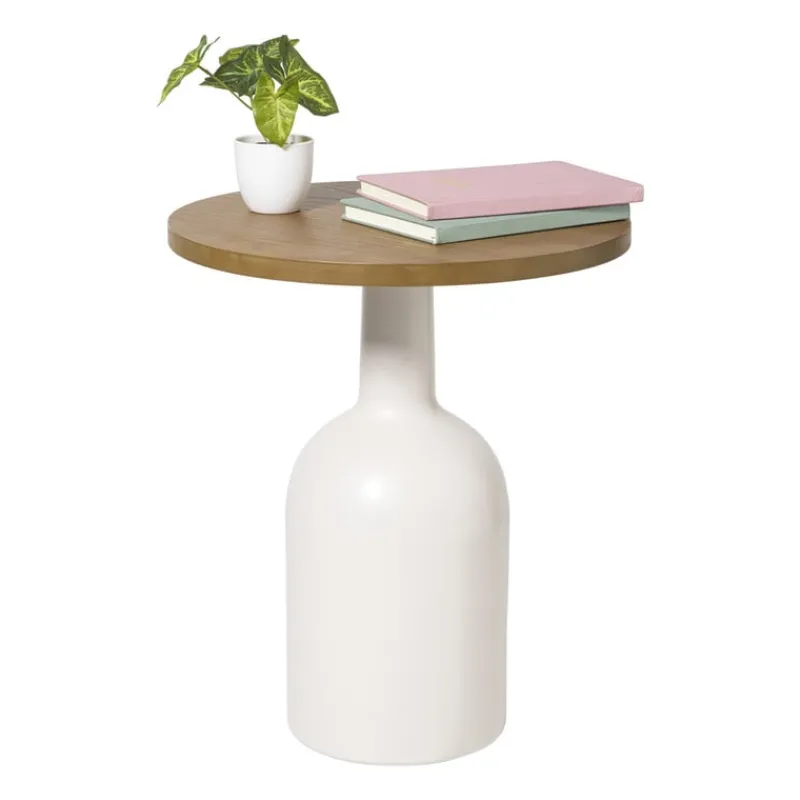 Xenos Bijzettafels-Bijzettafel Chico - bruin/beige - ø40x47 cm