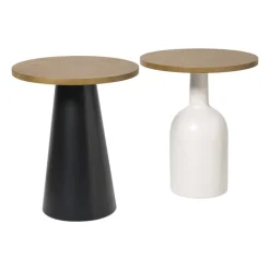 Xenos Bijzettafels-Bijzettafel Chico - bruin/beige - ø40x47 cm