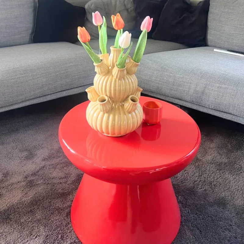 Xenos Bijzettafels-Bijzettafel conisch - rood - ø50x40 cm