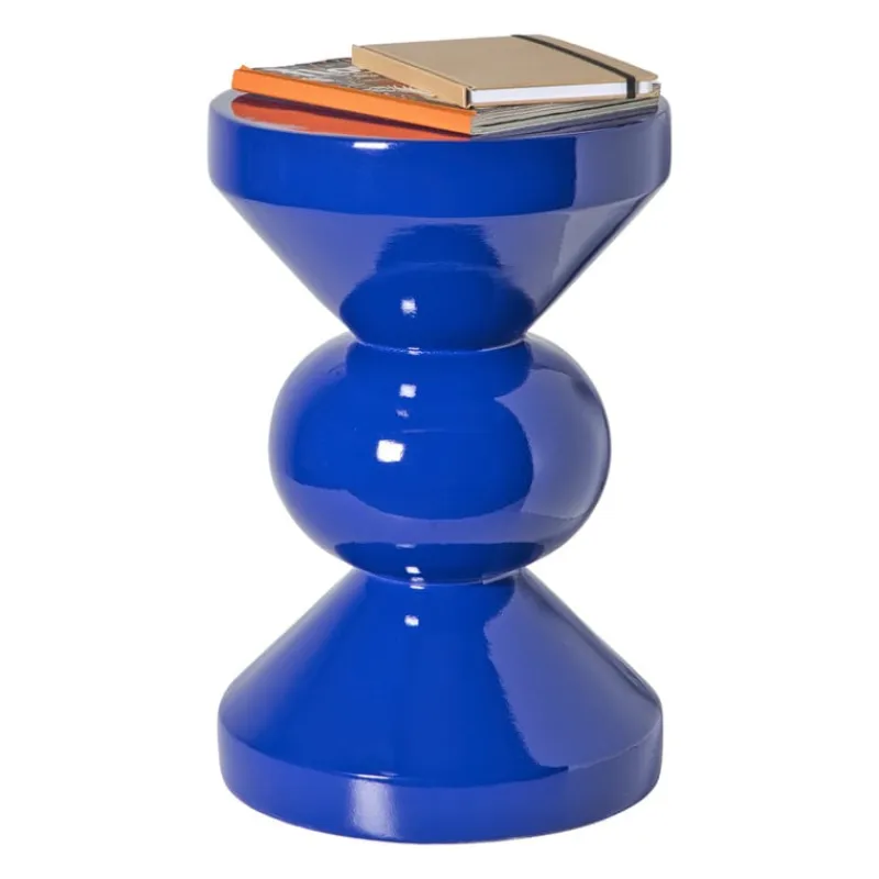 Xenos Bijzettafels-Bijzettafel diabolo - blauw - ø33x50 cm