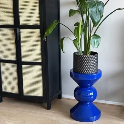 Xenos Bijzettafels-Bijzettafel diabolo - blauw - ø33x50 cm