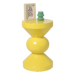 Xenos Bijzettafels-Bijzettafel diabolo - geel - ø33x50 cm