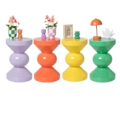 Xenos Bijzettafels-Bijzettafel diabolo - groen - ø33x50 cm