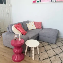 Xenos Bijzettafels-Bijzettafel diabolo - roze - ø33x50 cm