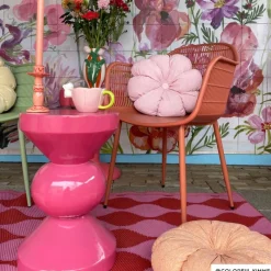 Xenos Bijzettafels-Bijzettafel diabolo - roze - ø33x50 cm