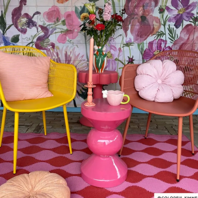 Xenos Bijzettafels-Bijzettafel diabolo - roze - ø33x50 cm