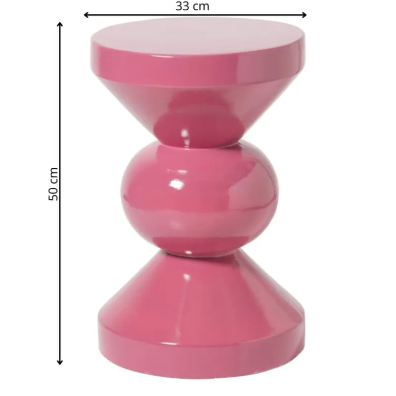 Xenos Bijzettafels-Bijzettafel diabolo - roze - ø33x50 cm