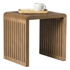 Xenos Bijzettafels-Bijzettafel Japandi klein - bruin - 34x34x29 cm