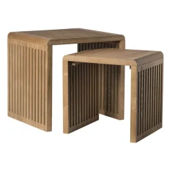 Xenos Bijzettafels-Bijzettafel Japandi klein - bruin - 34x34x29 cm