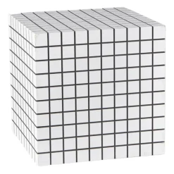 Xenos Bijzettafels-Bijzettafel kubus checks - wit - 30x30x30 cm