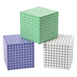 Xenos Bijzettafels-Bijzettafel kubus checks - wit - 30x30x30 cm