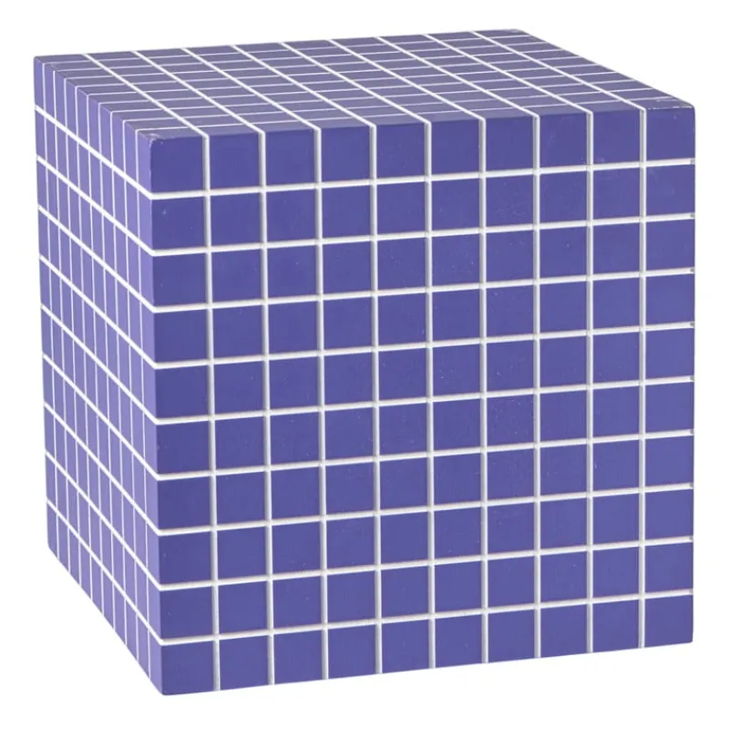 Xenos Bijzettafels-Bijzettafel kubus checks - paars - 30x30x30 cm