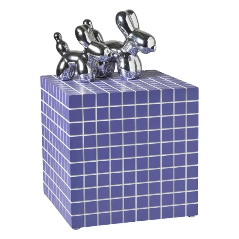Xenos Bijzettafels-Bijzettafel kubus checks - paars - 30x30x30 cm