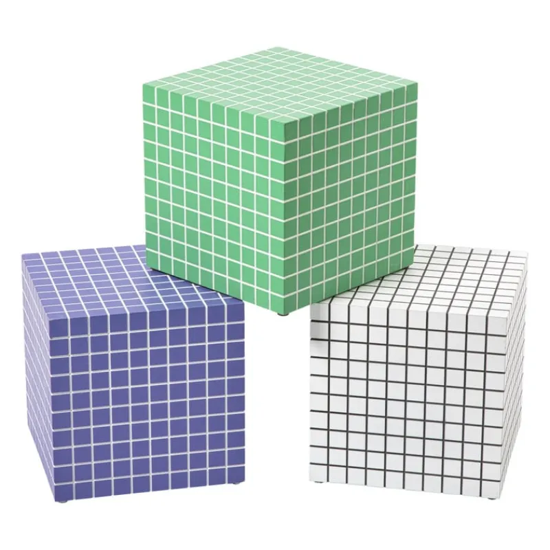 Xenos Bijzettafels-Bijzettafel kubus checks - paars - 30x30x30 cm