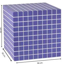 Xenos Bijzettafels-Bijzettafel kubus checks - paars - 30x30x30 cm