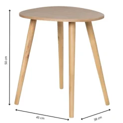 Xenos Bijzettafels-Bijzettafel lund ovaal klein - naturel - 50x38x45 cm