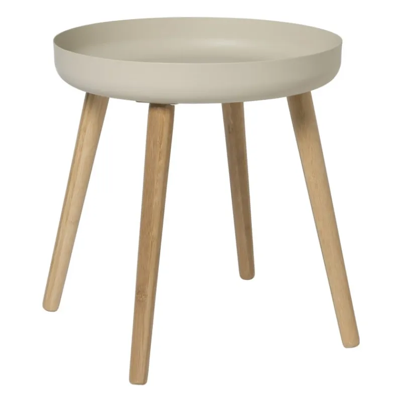 Xenos Bijzettafels-Bijzettafel Nordic - wit/naturel - ø40x43 cm
