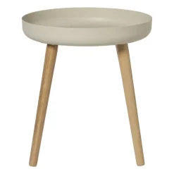 Xenos Bijzettafels-Bijzettafel Nordic - wit/naturel - ø40x43 cm