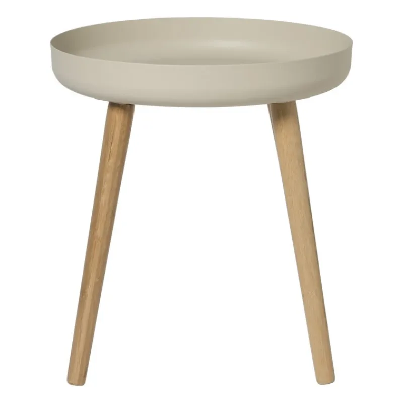 Xenos Bijzettafels-Bijzettafel Nordic - wit/naturel - ø40x43 cm