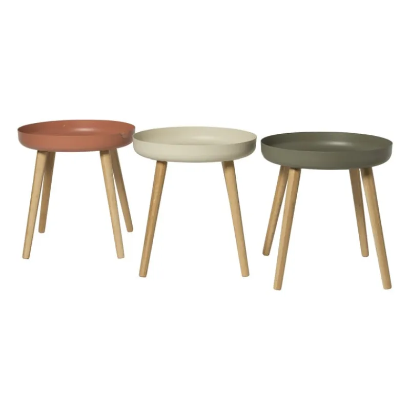 Xenos Bijzettafels-Bijzettafel Nordic - wit/naturel - ø40x43 cm