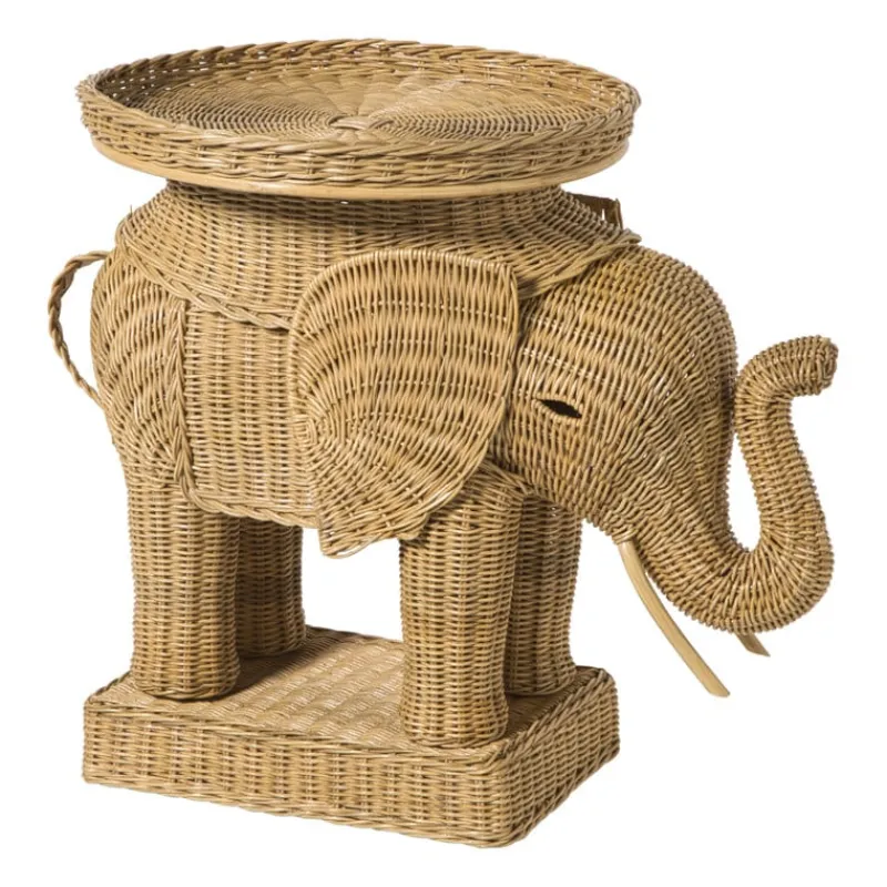 Xenos Bijzettafels-Bijzettafel olifant - rotan - 65x55x45 cm