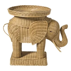 Xenos Bijzettafels-Bijzettafel olifant - rotan - 65x55x45 cm