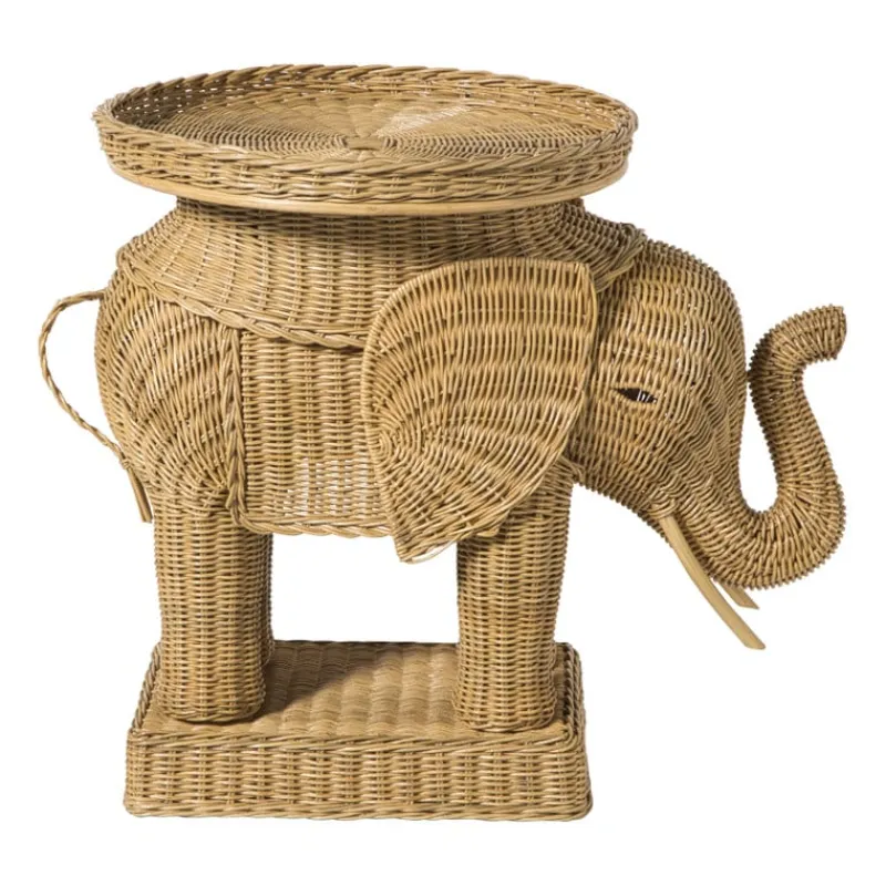 Xenos Bijzettafels-Bijzettafel olifant - rotan - 65x55x45 cm