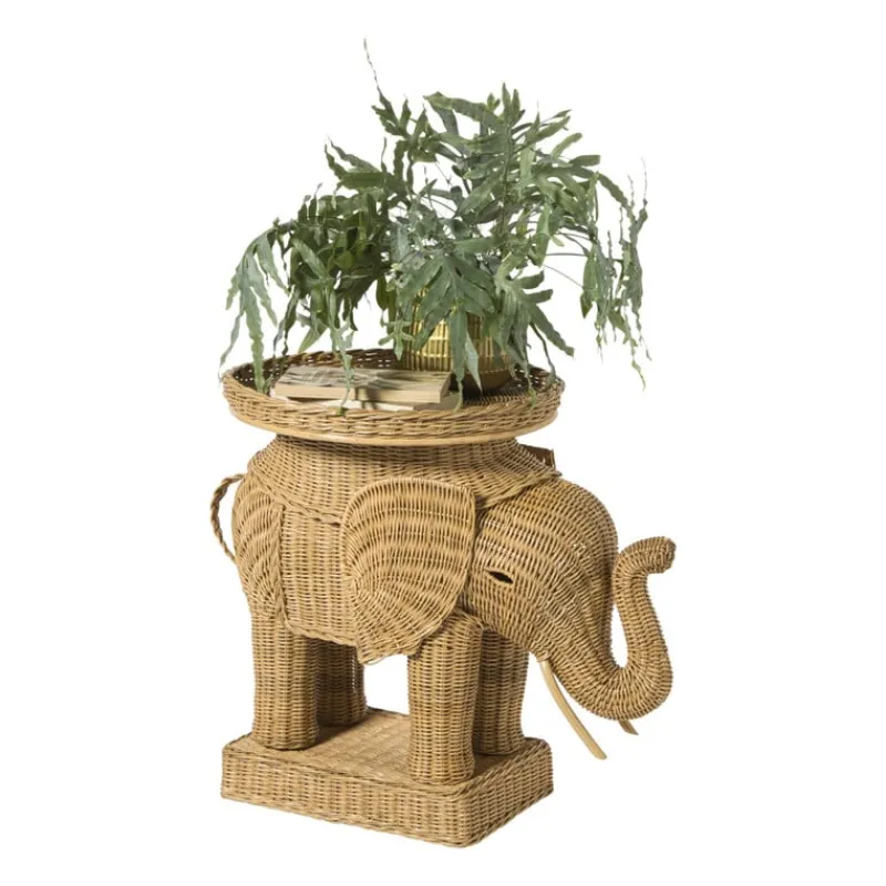 Xenos Bijzettafels-Bijzettafel olifant - rotan - 65x55x45 cm