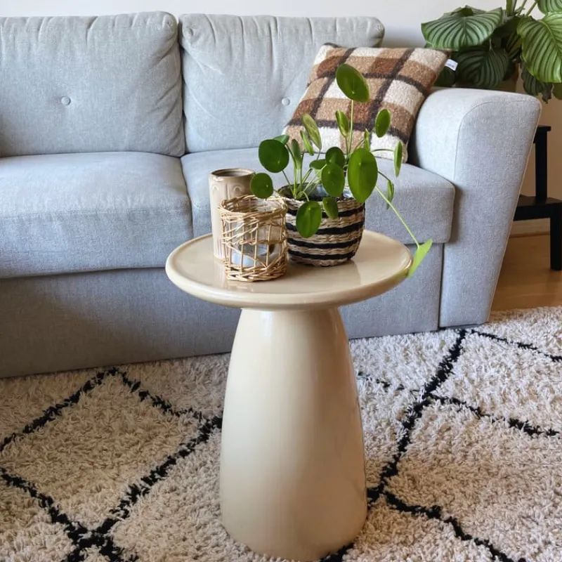 Xenos Bijzettafels-Bijzettafel Paris - beige - ø36x46 cm