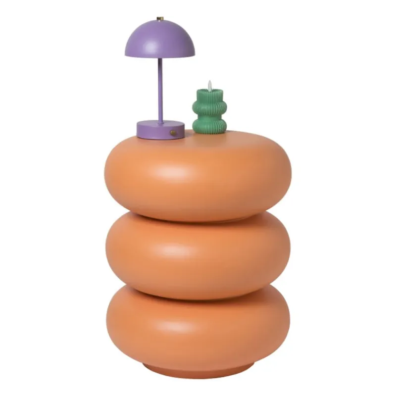 Xenos Bijzettafels-Bijzettafel pop-art bubbles - peach - ø40x50 cm