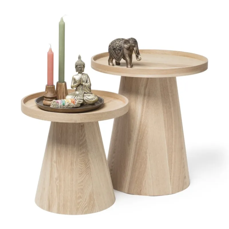Xenos Bijzettafels-Bijzettafel Rondo groot - naturel - ø45x50 cm