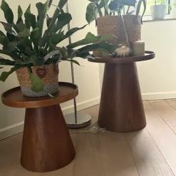 Xenos Bijzettafels-Bijzettafel Rondo groot - bruin - ø45x50 cm