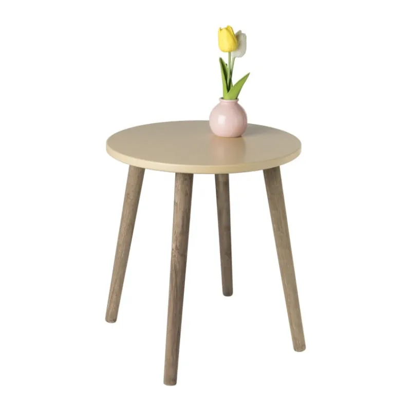 Xenos Bijzettafels-Bijzettafel Salvador - beige/bruin - ø36x41 cm