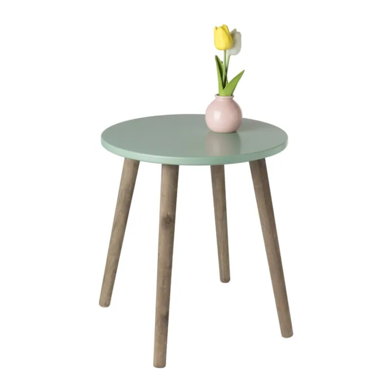 Xenos Bijzettafels-Bijzettafel Salvador - groen/bruin - ø36x41 cm