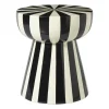 Xenos Bijzettafels-Bijzettafel stripes - beige/zwart - ø40x45 cm